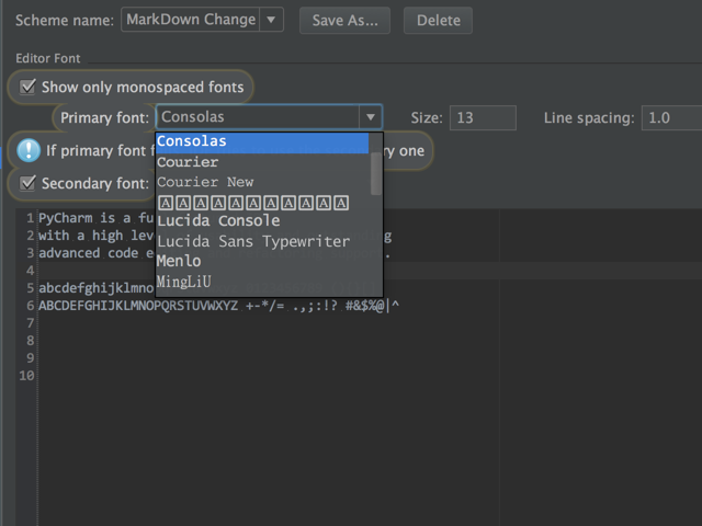 pycharm mac increase font size