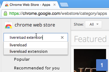 Searching for the livereload extension