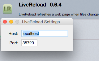 Livereload plugin preferences on FireFox